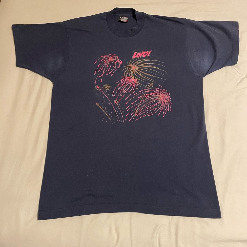 Vtg Levi’s Promo 4th of July Graphic Tee Shirt Single Stitch XL MADE IN USA HTF